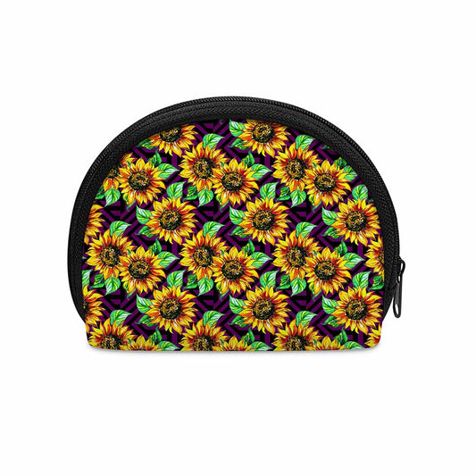 Purple Trippy Sunflower Pattern Print Coin Purse