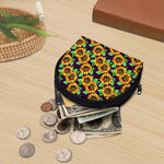 Purple Trippy Sunflower Pattern Print Coin Purse