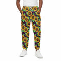 Purple Trippy Sunflower Pattern Print Cotton Sweatpants