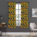 Purple Trippy Sunflower Pattern Print Grommet Curtain Panels