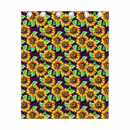 Purple Trippy Sunflower Pattern Print Curtain