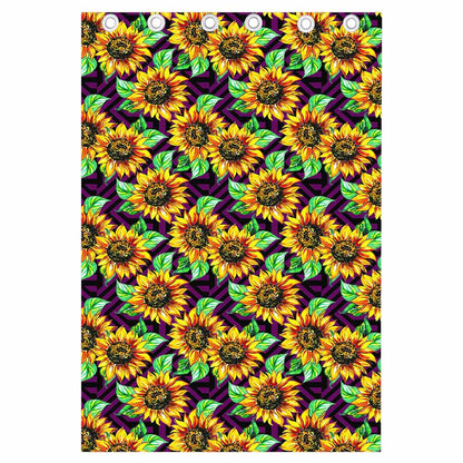 Purple Trippy Sunflower Pattern Print Curtain