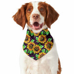 Purple Trippy Sunflower Pattern Print Dog Bandana