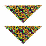 Purple Trippy Sunflower Pattern Print Dog Bandana