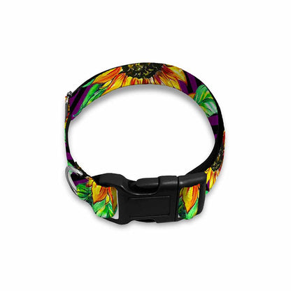 Purple Trippy Sunflower Pattern Print Dog Collar