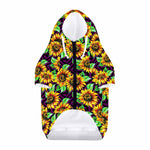 Purple Trippy Sunflower Pattern Print Dog Zip Up Hoodie