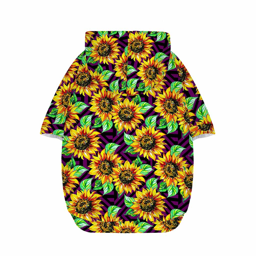 Purple Trippy Sunflower Pattern Print Dog Zip Up Hoodie