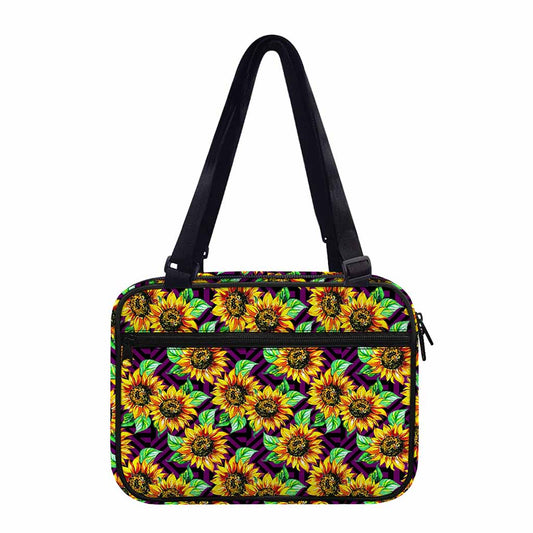 Purple Trippy Sunflower Pattern Print Double Strap Bible Bag