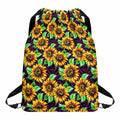 Purple Trippy Sunflower Pattern Print Drawstring Backpack