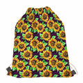 Purple Trippy Sunflower Pattern Print Drawstring Bag