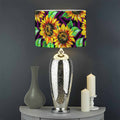 Purple Trippy Sunflower Pattern Print Drum Lamp Shade