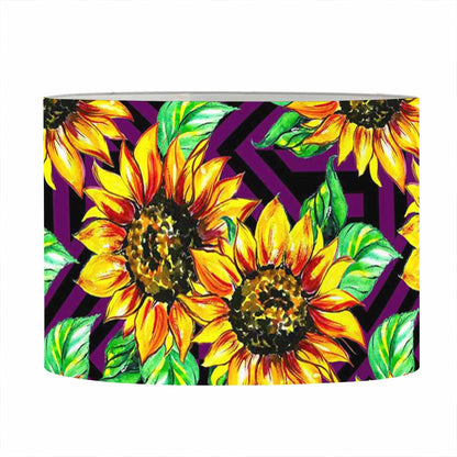 Purple Trippy Sunflower Pattern Print Drum Lamp Shade