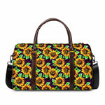 Purple Trippy Sunflower Pattern Print Duffle Bag