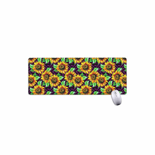 Purple Trippy Sunflower Pattern Print Extended Mouse Pad