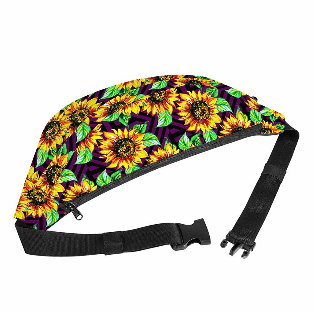 Purple Trippy Sunflower Pattern Print Fanny Pack