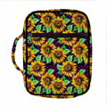 Purple Trippy Sunflower Pattern Print Front Pocket Bible Bag