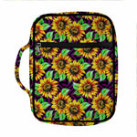 Purple Trippy Sunflower Pattern Print Front Pocket Bible Bag