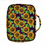 Purple Trippy Sunflower Pattern Print Front Pocket Bible Bag