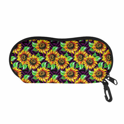 Purple Trippy Sunflower Pattern Print Glasses Case