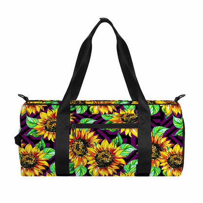 Purple Trippy Sunflower Pattern Print Gym Bag