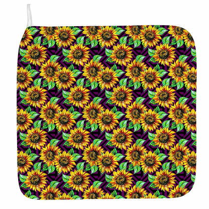 Purple Trippy Sunflower Pattern Print Hand Towel