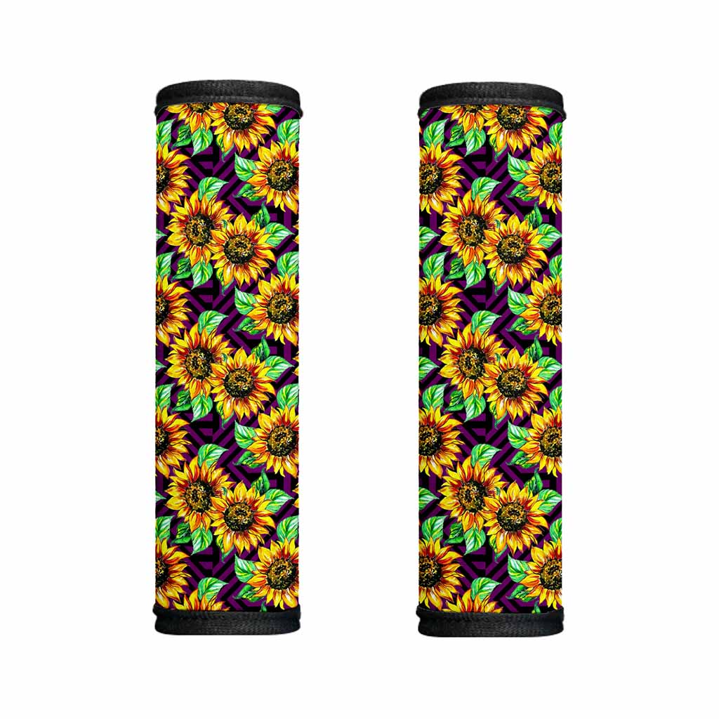 Purple Trippy Sunflower Pattern Print Handle Covers