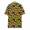 Purple Trippy Sunflower Pattern Print Hawaiian Shirt