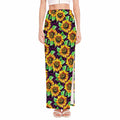 Purple Trippy Sunflower Pattern Print High Slit Maxi Skirt