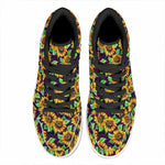 Purple Trippy Sunflower Pattern Print High Top Leather Sneakers