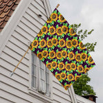 Purple Trippy Sunflower Pattern Print House Flag