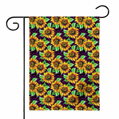 Purple Trippy Sunflower Pattern Print House Flag