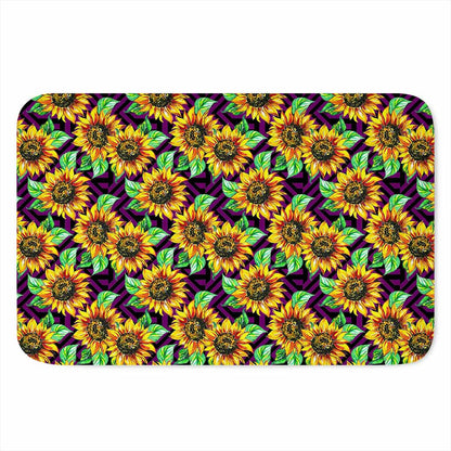 Purple Trippy Sunflower Pattern Print Indoor Door Mat