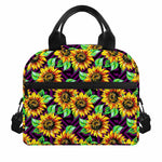 Purple Trippy Sunflower Pattern Print Insulated Lunch Bag