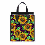 Purple Trippy Sunflower Pattern Print Insulated Lunch Tote