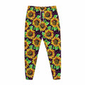 Purple Trippy Sunflower Pattern Print Jogger Pants