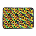 Purple Trippy Sunflower Pattern Print Kitchen Mat