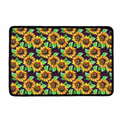 Purple Trippy Sunflower Pattern Print Kitchen Mat