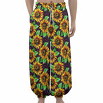 Purple Trippy Sunflower Pattern Print Lantern Pants