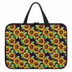 Purple Trippy Sunflower Pattern Print Laptop Sleeve With Handle