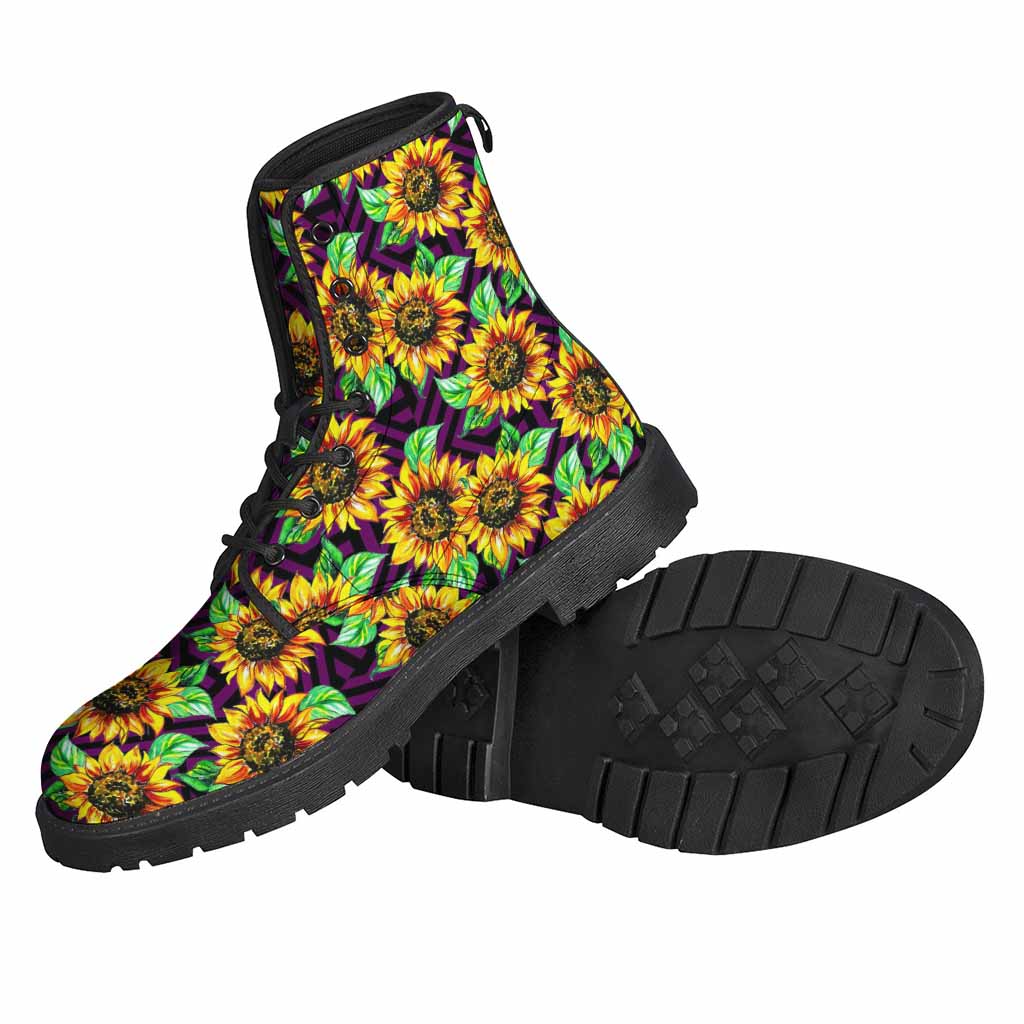 Purple Trippy Sunflower Pattern Print Backpack