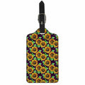 Purple Trippy Sunflower Pattern Print Luggage Tag