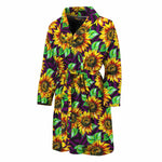 Purple Trippy Sunflower Pattern Print Men's Bathrobe