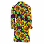 Purple Trippy Sunflower Pattern Print Men's Bathrobe