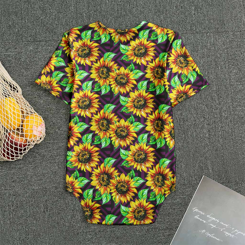 Purple Trippy Sunflower Pattern Print Men's Bodysuit