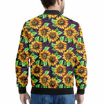 Purple Trippy Sunflower Pattern Print Men's Bomber Jacket