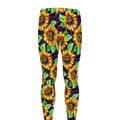 Purple Trippy Sunflower Pattern Print Men's Leggings