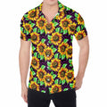 Purple Trippy Sunflower Pattern Print Men's Shirt