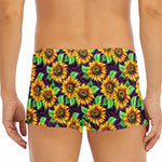 Purple Trippy Sunflower Pattern Print Men's Short Boxer Briefs