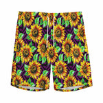 Purple Trippy Sunflower Pattern Print Men's Sports Shorts