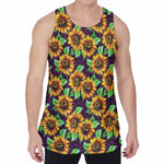 Purple Trippy Sunflower Pattern Print Men's Velvet Tank Top
